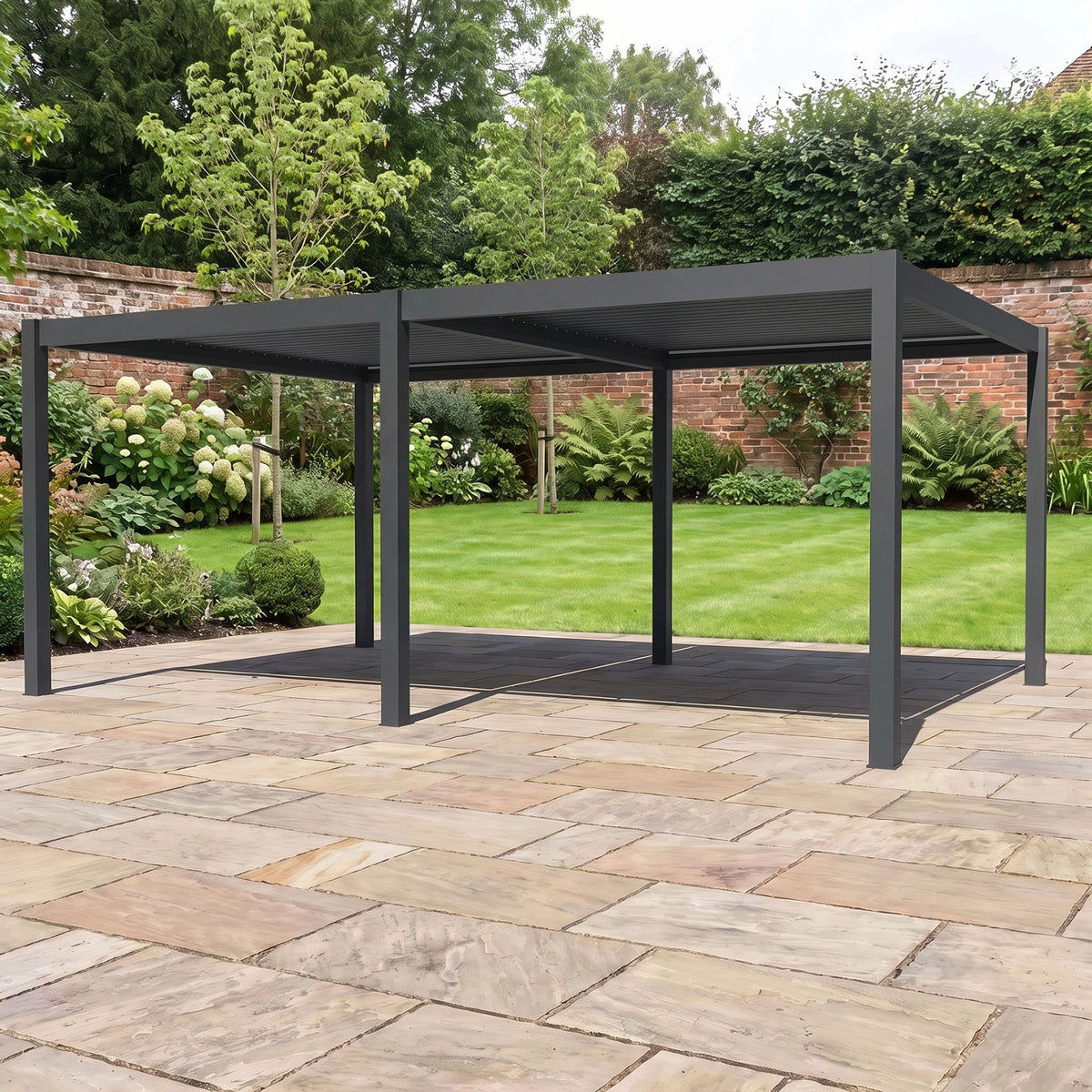 Bracken Outdoors Gemini 6m x 4m Grey Rectangular Aluminium Garden Pergola