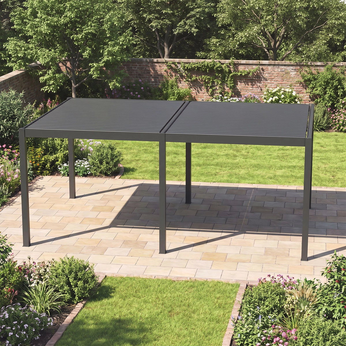 Bracken Outdoors Gemini 6m x 4m Grey Rectangular Aluminium Garden Pergola