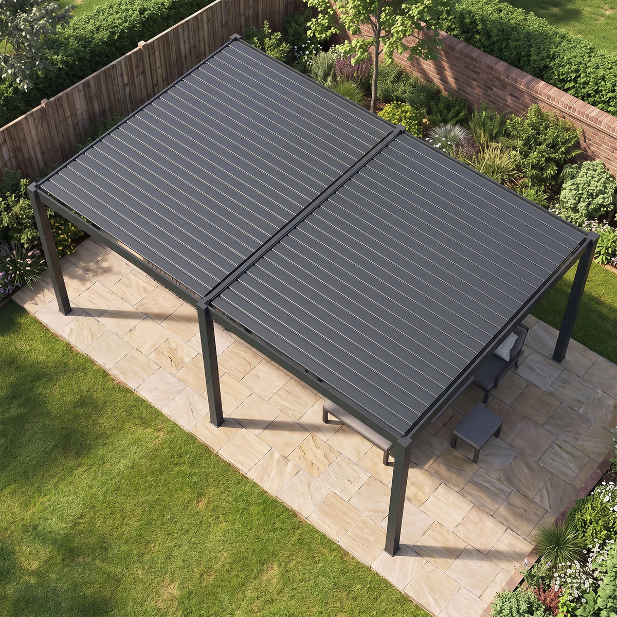 Bracken Outdoors Gemini 6m x 4m Grey Rectangular Aluminium Garden Pergola
