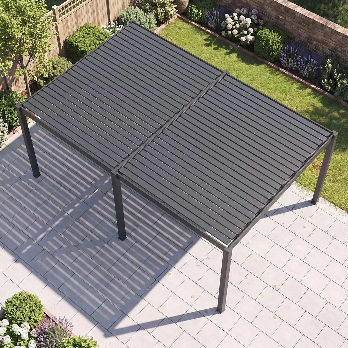 Bracken Outdoors Gemini 6m x 4m Grey Rectangular Aluminium Garden Pergola