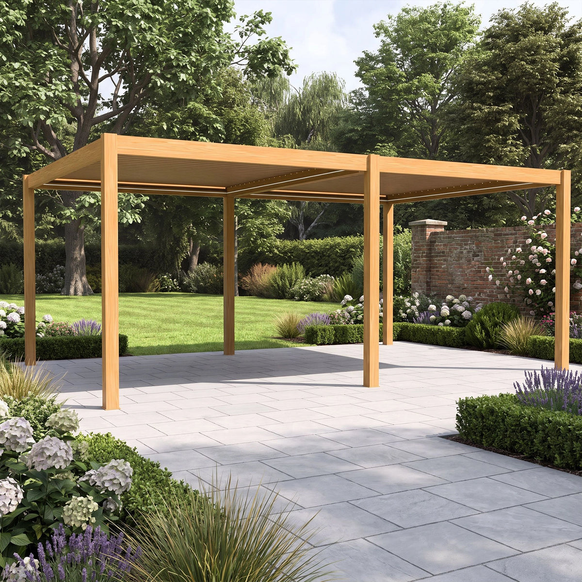 Bracken Outdoors Gemini 6m x 4m Wood Effect Rectangular Aluminium Garden Pergola