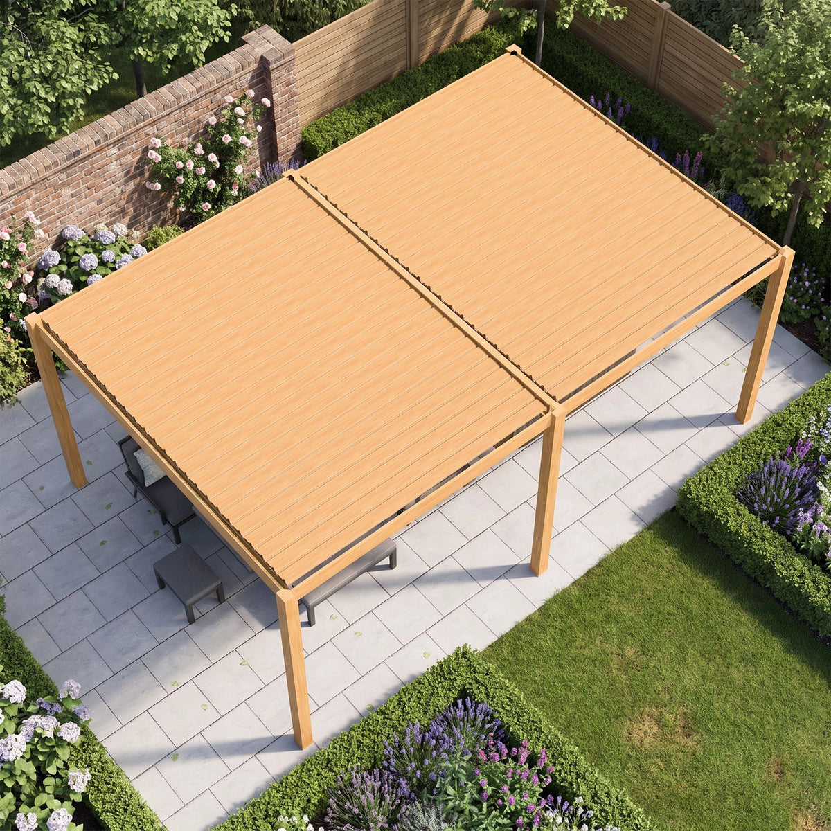 Bracken Outdoors Gemini 6m x 4m Wood Effect Rectangular Aluminium Garden Pergola