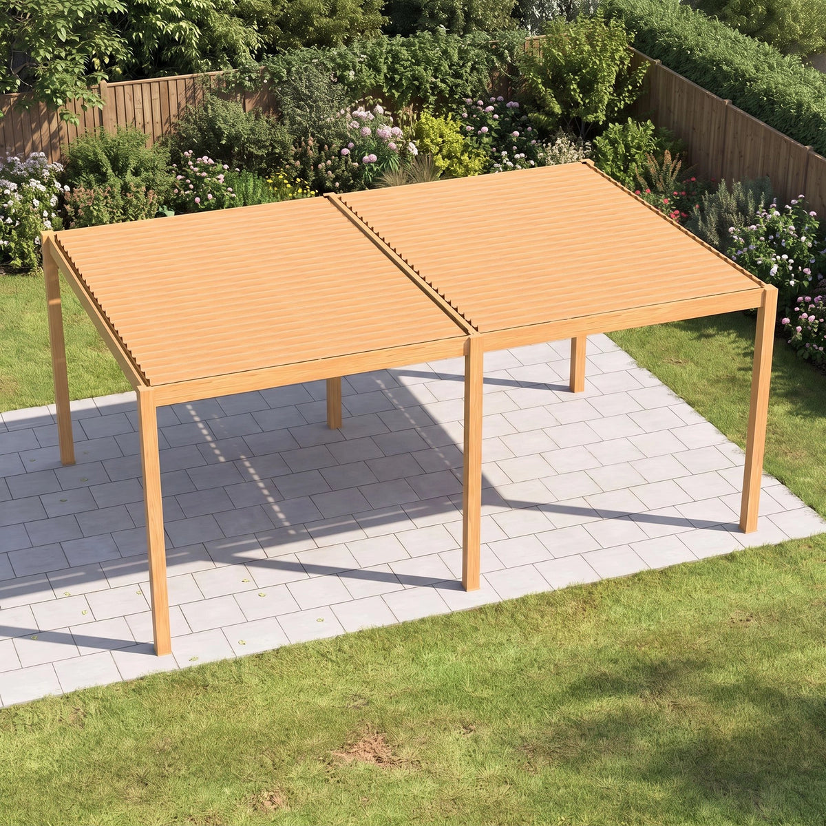 Bracken Outdoors Gemini 6m x 4m Wood Effect Rectangular Aluminium Garden Pergola