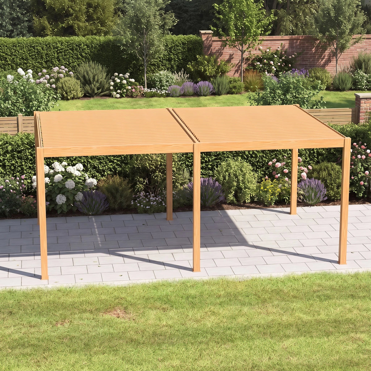 Bracken Outdoors Gemini 6m x 4m Wood Effect Rectangular Aluminium Garden Pergola