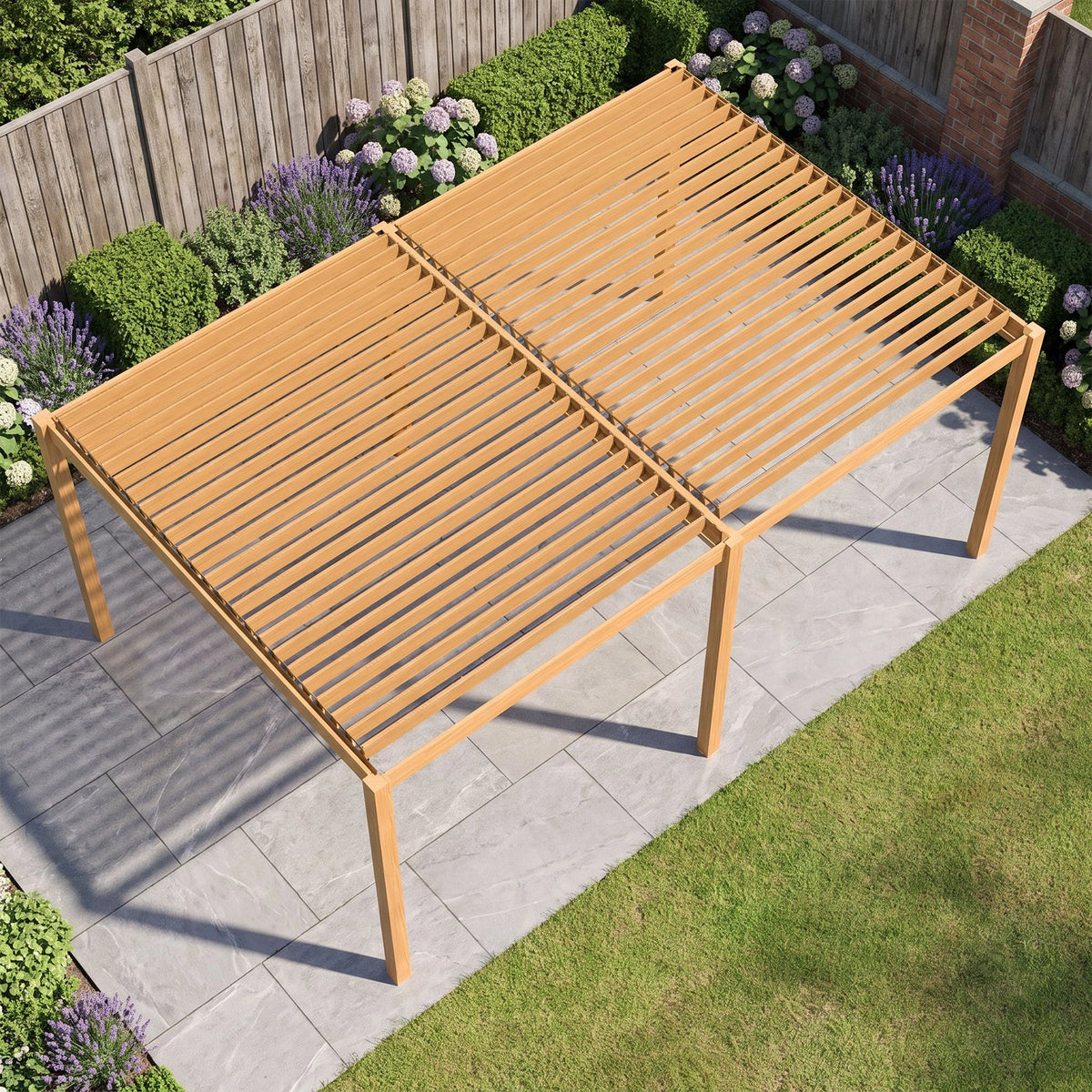 Bracken Outdoors Gemini 6m x 4m Wood Effect Rectangular Aluminium Garden Pergola