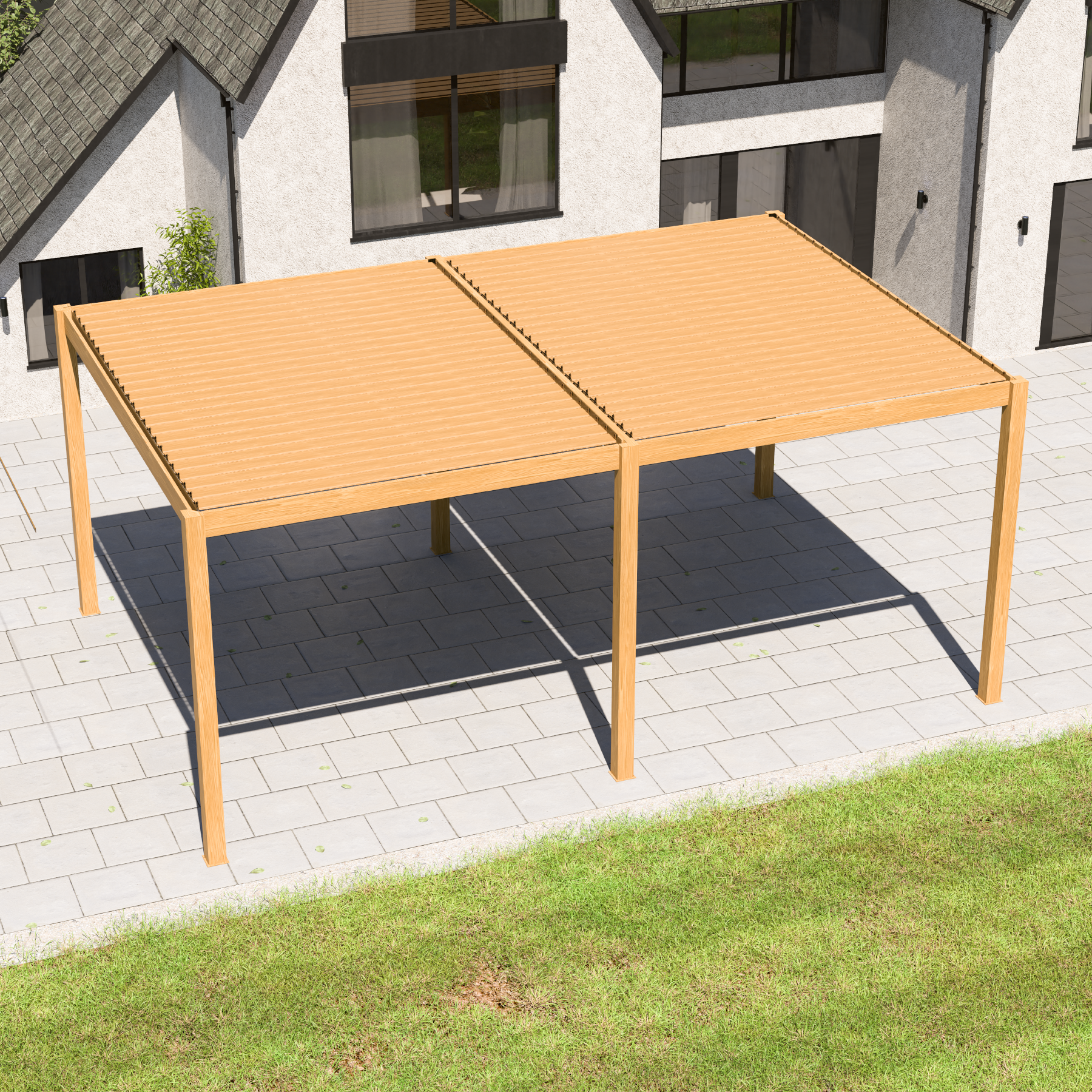 Rectangle Stack Gemini Bracken Outdoors Gemini 6m x 4m Wood Effect Rectangular Aluminium Gard ...