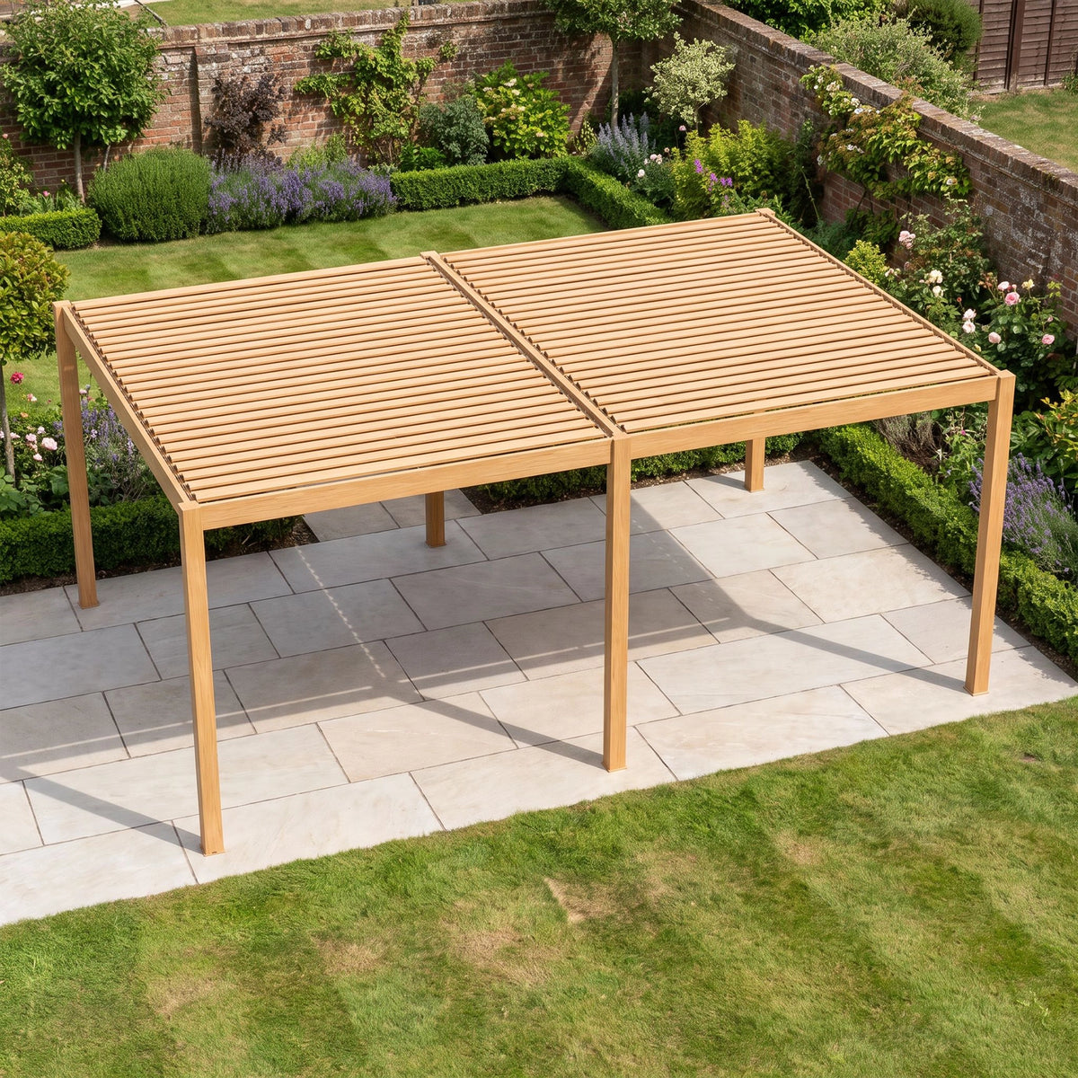 Bracken Outdoors Gemini 6m x 4m Wood Effect Rectangular Aluminium Garden Pergola