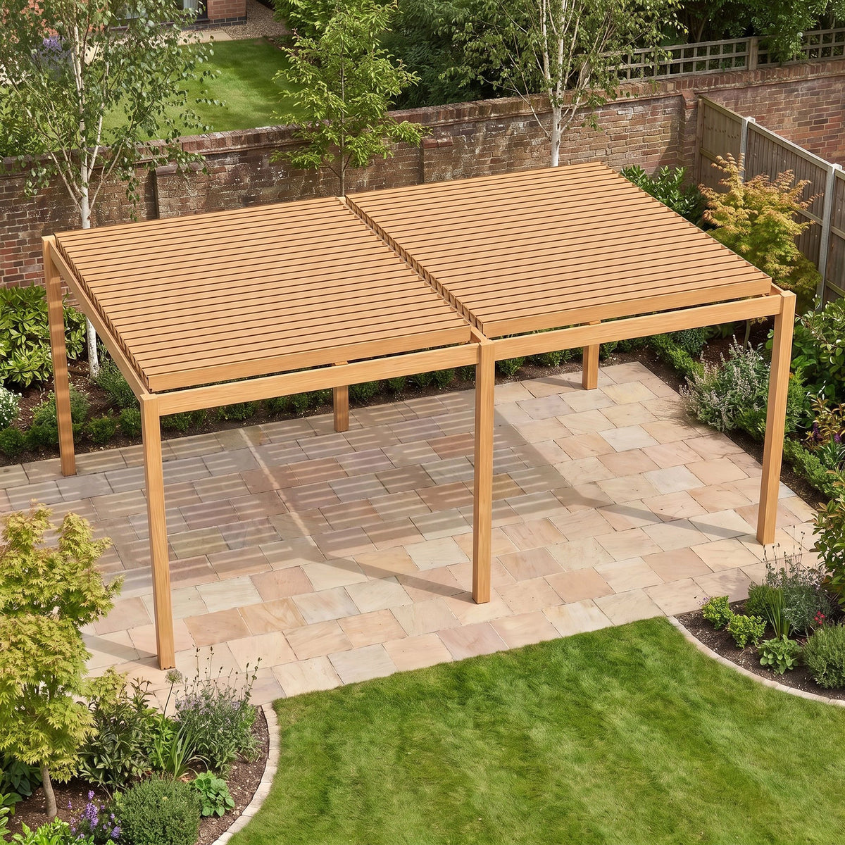 Bracken Outdoors Gemini 6m x 4m Wood Effect Rectangular Aluminium Garden Pergola