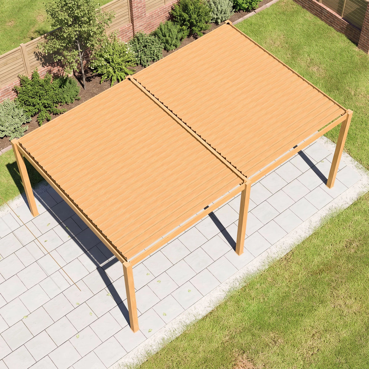 Bracken Outdoors Gemini 6m x 4m Wood Effect Rectangular Aluminium Garden Pergola
