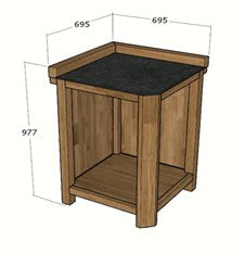 Draco Grills Teak Modular Outdoor Kitchen 90 Degree Corner Cabinet with Ceramic Top