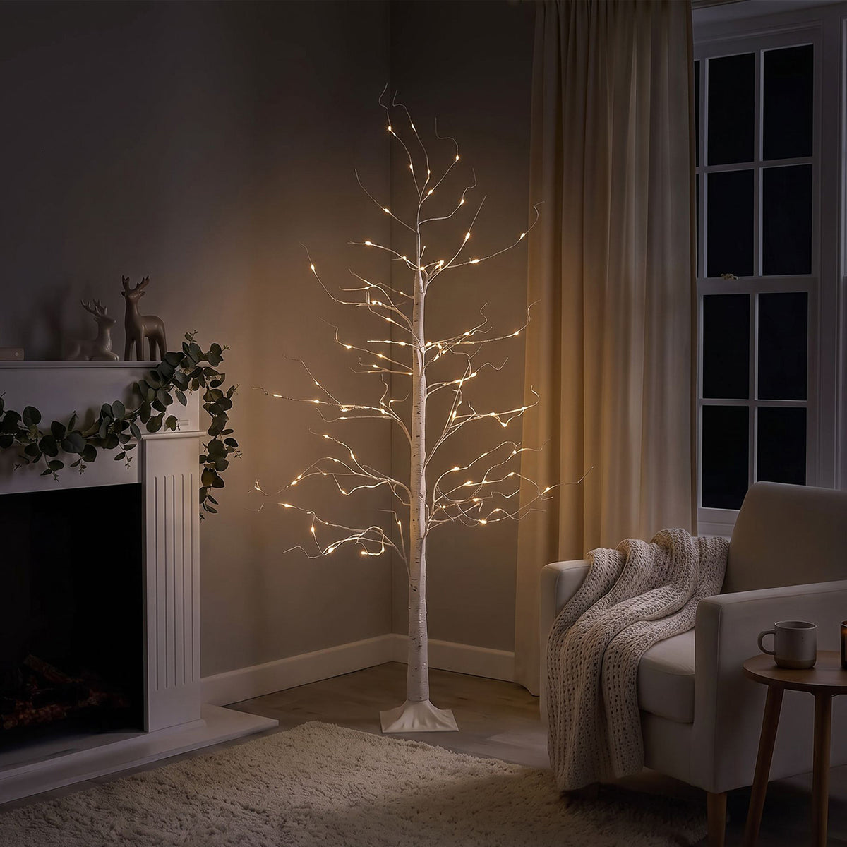 5ft (150cm) LED Lit Twig Tree with 64 Warm White LED Lights