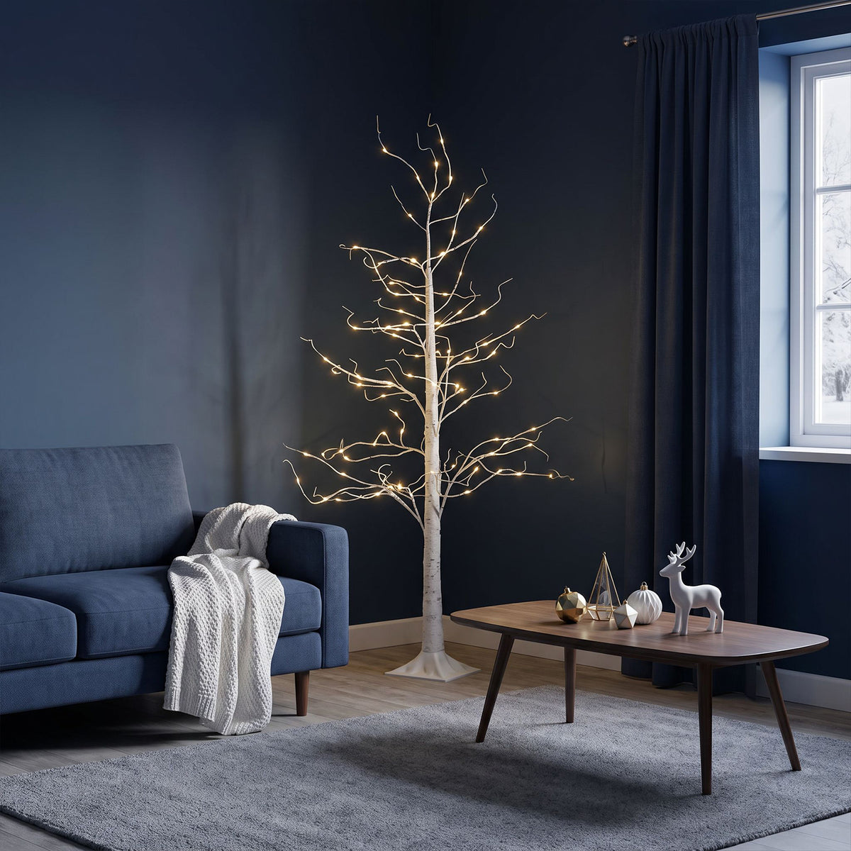 6ft (180cm) LED Lit Twig Christmas Tree with 88 Warm White LED Lights