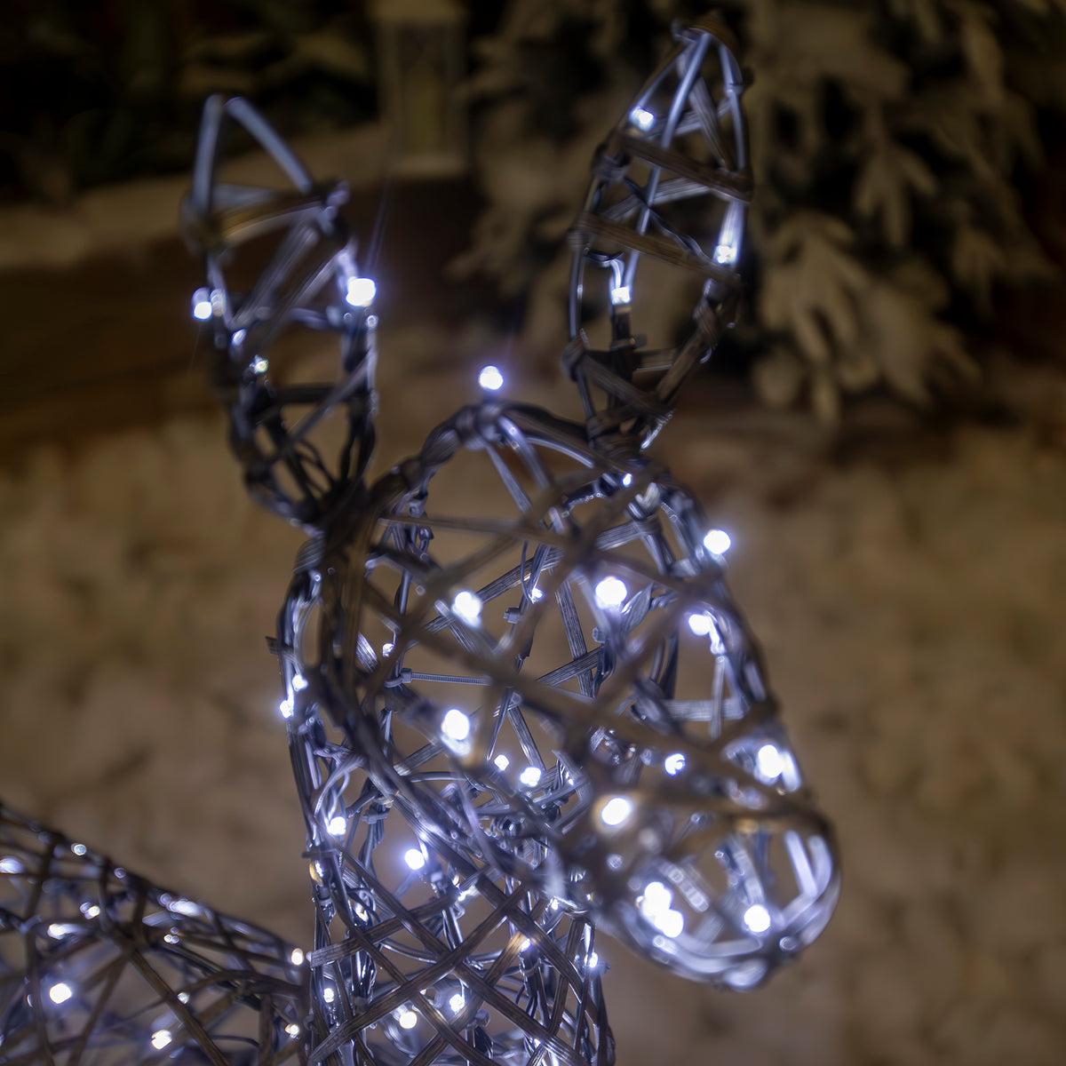 Pre-Lit Christmas Reindeer - 98CM Grey Wicker Light Up Doe with 230 White LEDs