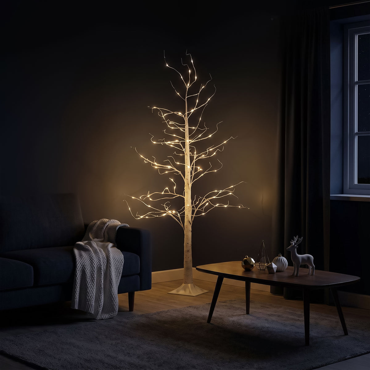 6ft (180cm) LED Lit Twig Christmas Tree with 88 Warm White LED Lights