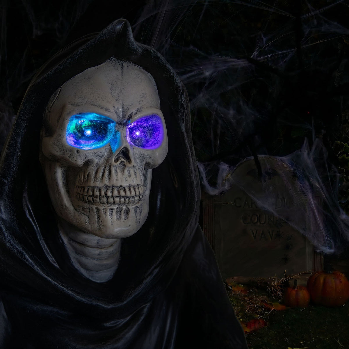 Halloween Grim Reaper 4ft Ornament with Scythe and Light Up Eyes