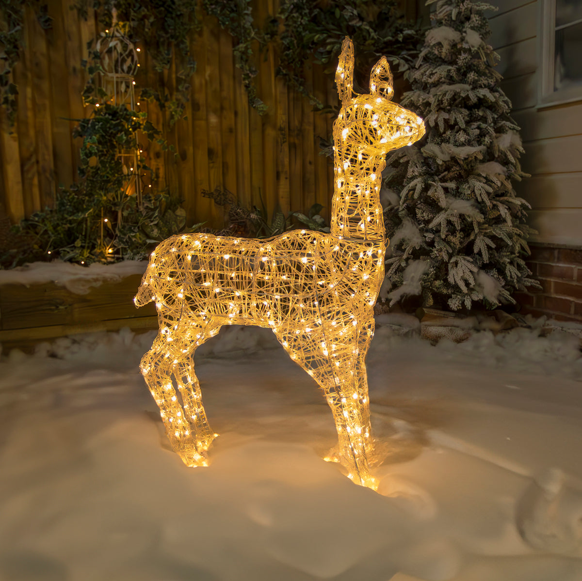 Christmas Reindeer Light - 98CM Soft Acrylic Light Up  Doe with 230 White LEDs