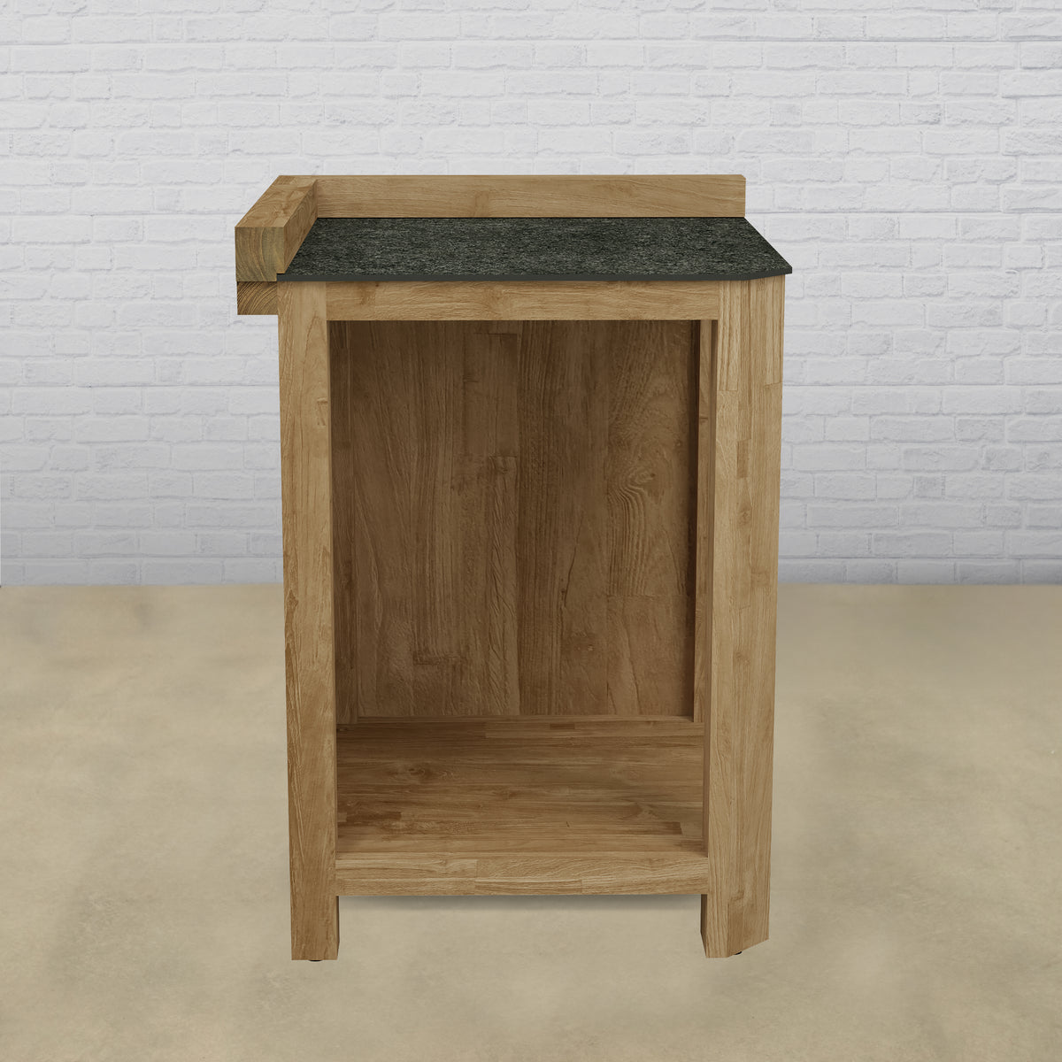 Draco Grills Teak Modular Outdoor Kitchen 90 Degree Corner Cabinet with Ceramic Top