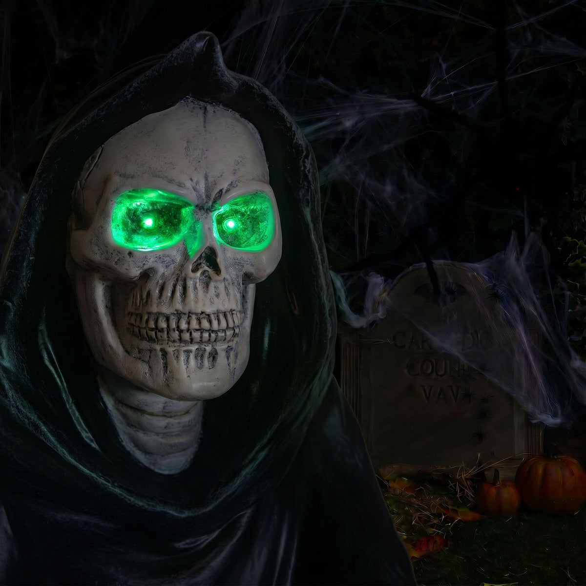 Halloween Grim Reaper 4ft Ornament with Scythe and Light Up Eyes