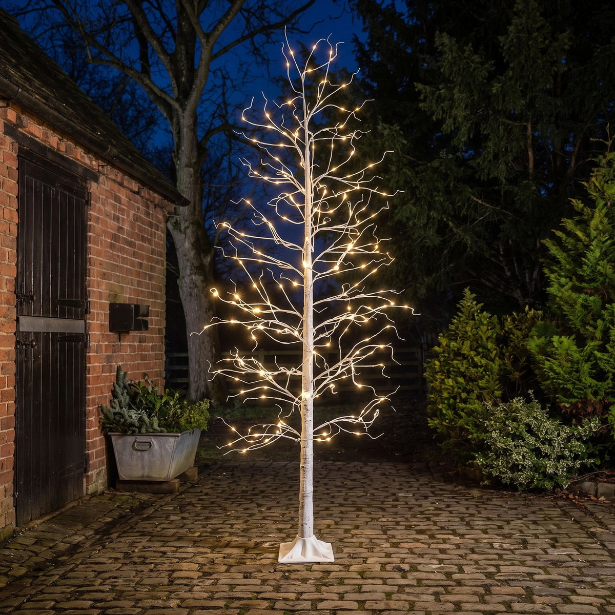 9ft (275cm) LED Lit Twig Christmas Tree with Warm White LED Lights