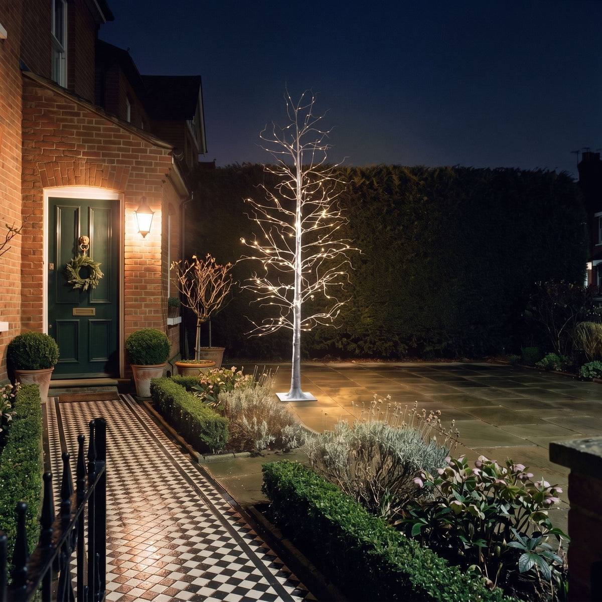 9ft (275cm) LED Lit Twig Christmas Tree with Warm White LED Lights