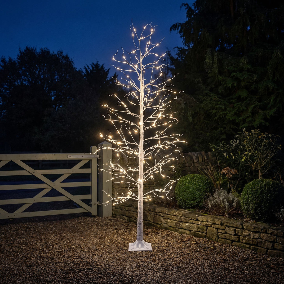 9ft (275cm) LED Lit Twig Christmas Tree with Warm White LED Lights