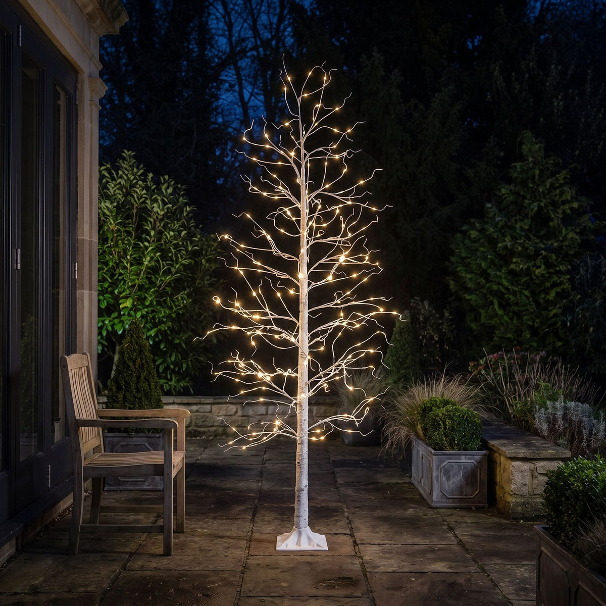 9ft (275cm) LED Lit Twig Christmas Tree with Warm White LED Lights