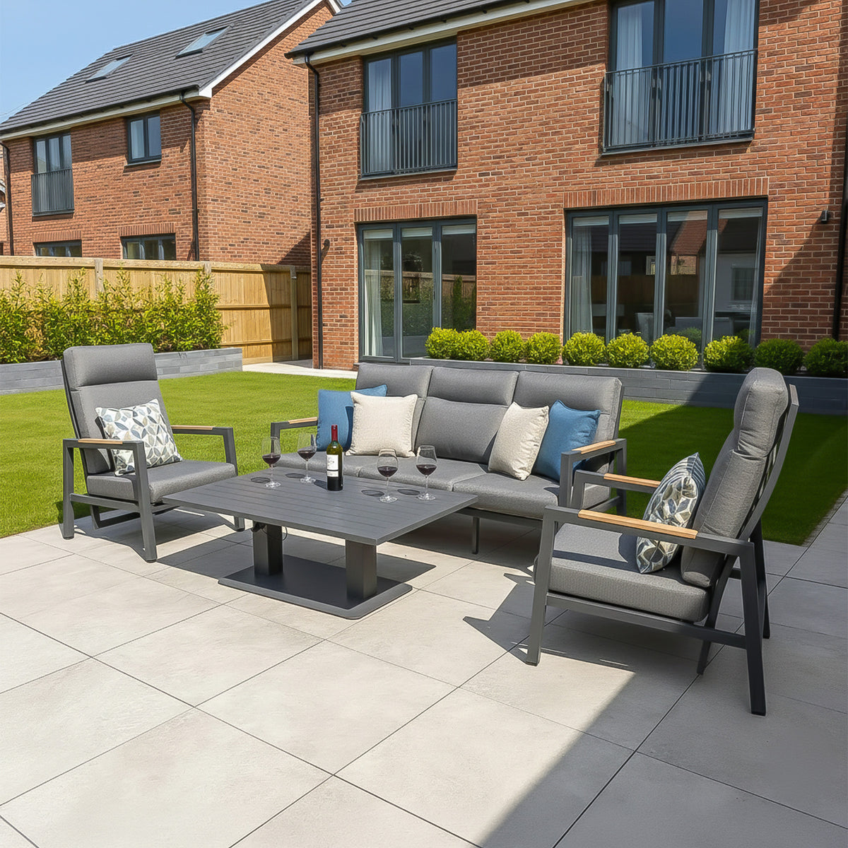 Bracken Outdoors Albany Aluminium Garden Furniture Lounge Sofa Set with Height Adjustable Table