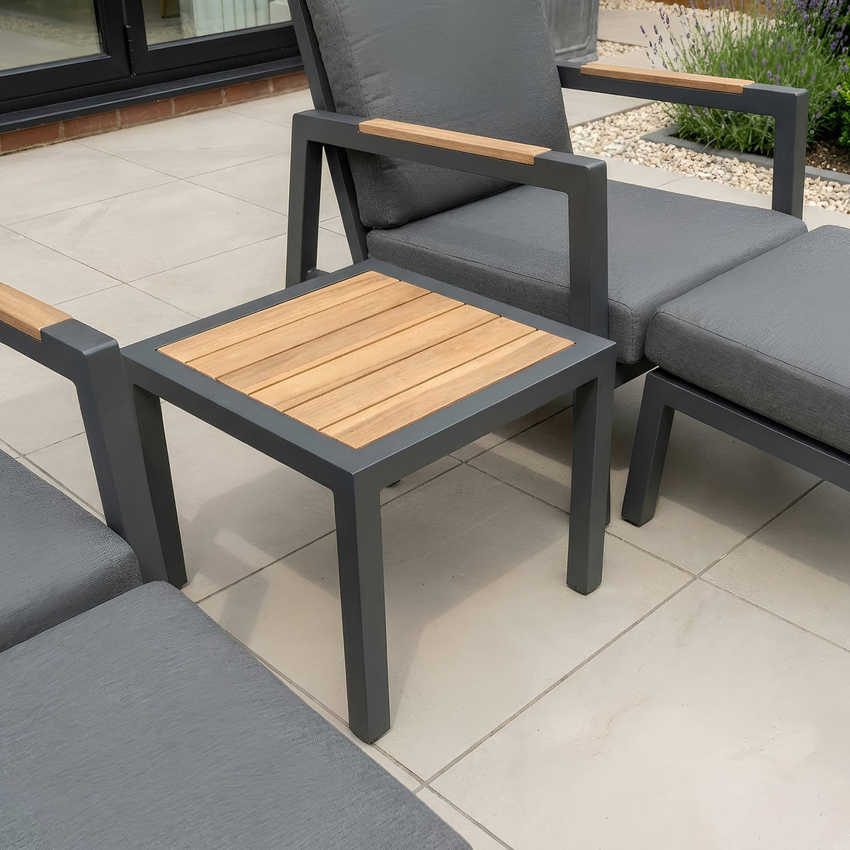 Bracken Outdoors Albany Aluminium Garden Furniture Duo Recliner Set with Side Table