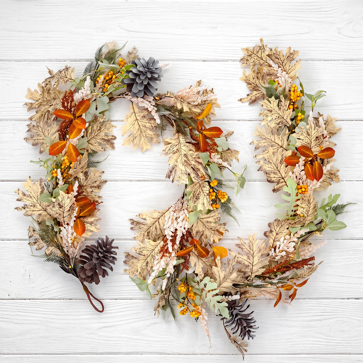 The Christmas Centre 6ft Prelit Harvest Autumn Garland with Warm White Battery Operated LED Lights