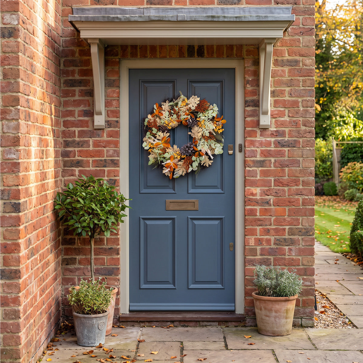 The Christmas Centre 26" Prelit Harvest Autumn Wreath with Warm White Battery Operated LED Lights