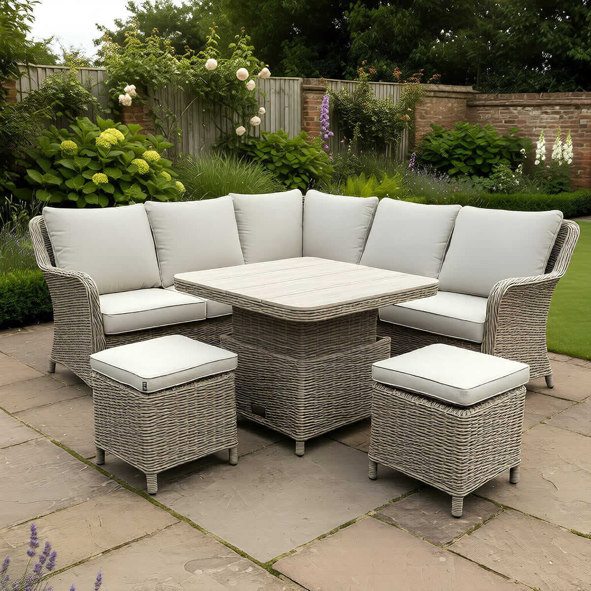 Bracken Outdoors Ashford Weave Square Corner Sofa Rattan Height Adjustable Garden Furniture Set