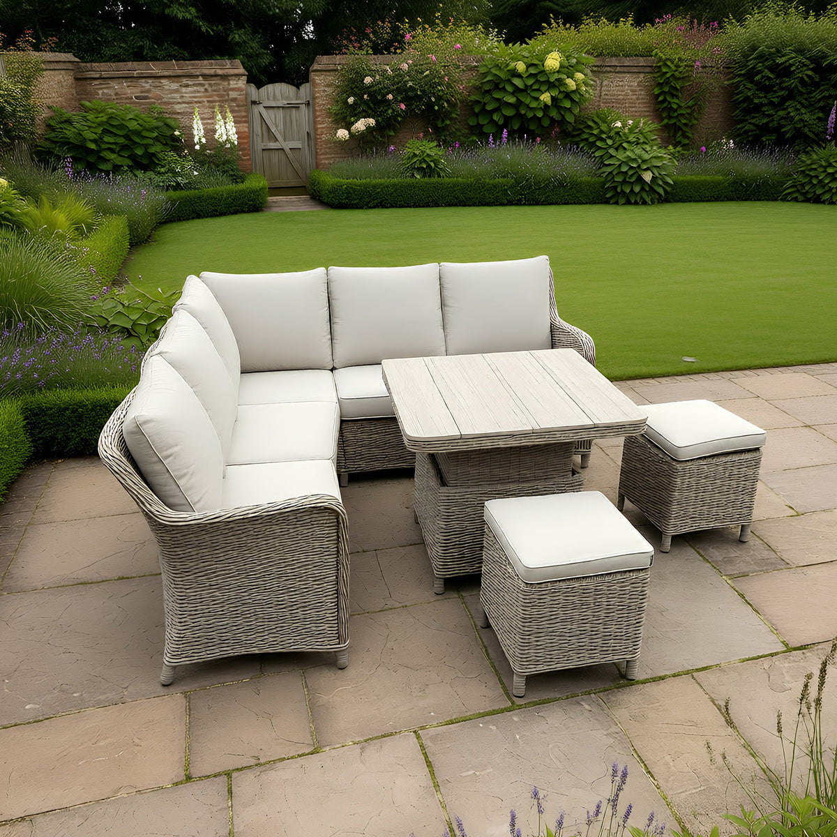 Bracken Outdoors Ashford Weave Square Corner Sofa Rattan Height Adjustable Garden Furniture Set