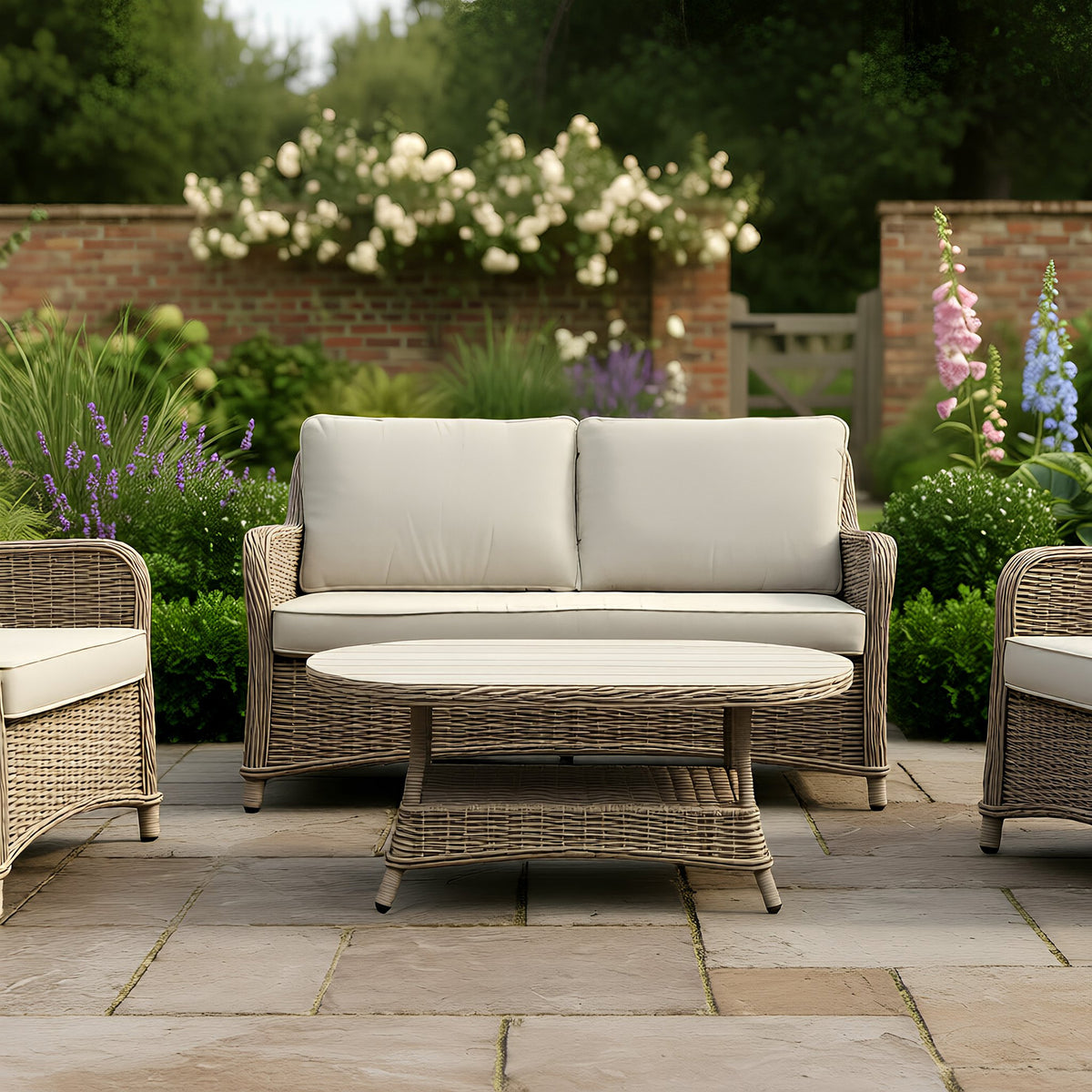 Bracken Outdoors Ashford Weave 2 Seat Lounge Sofa and Armchairs Rattan Garden Furniture Set