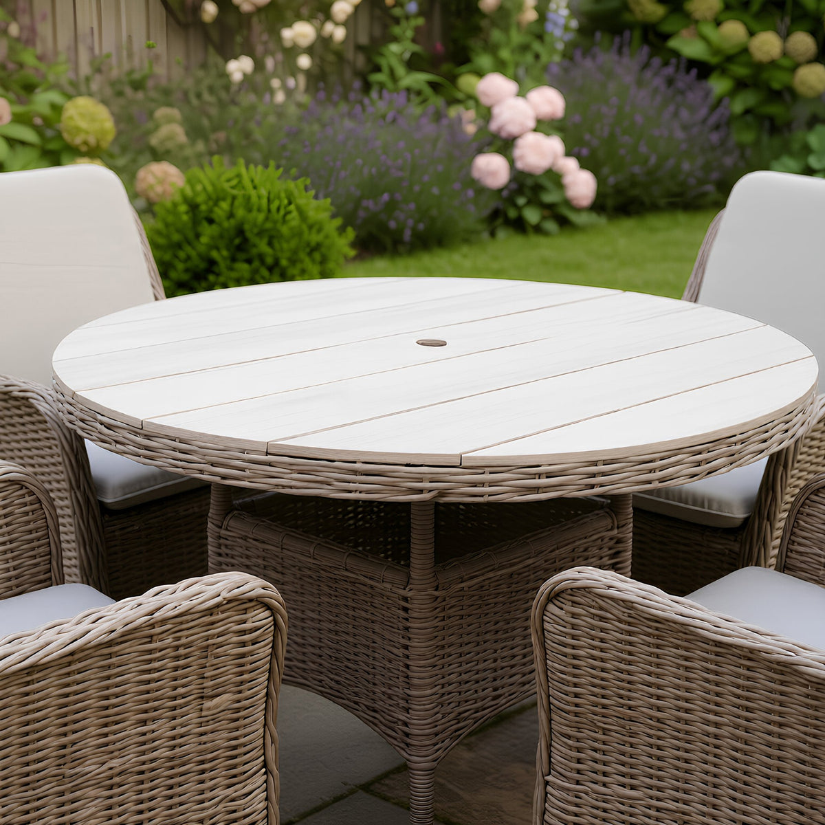 Bracken Outdoors Ashford Weave 4 Seat Round Dining Rattan Garden Furniture Set