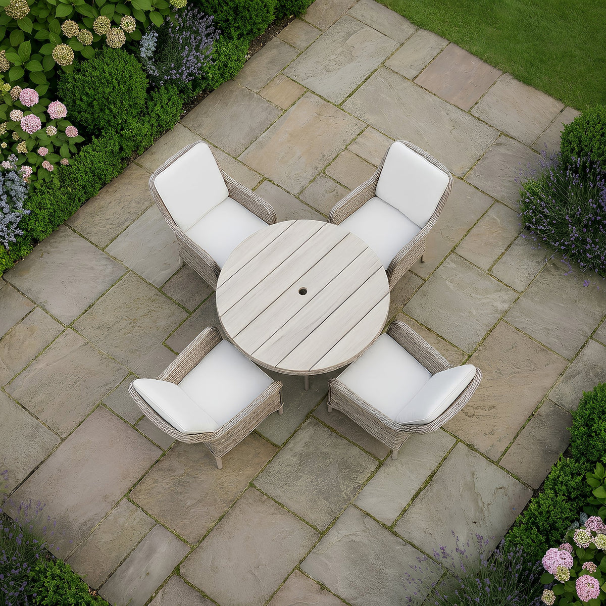 Bracken Outdoors Ashford Weave 4 Seat Round Dining Rattan Garden Furniture Set