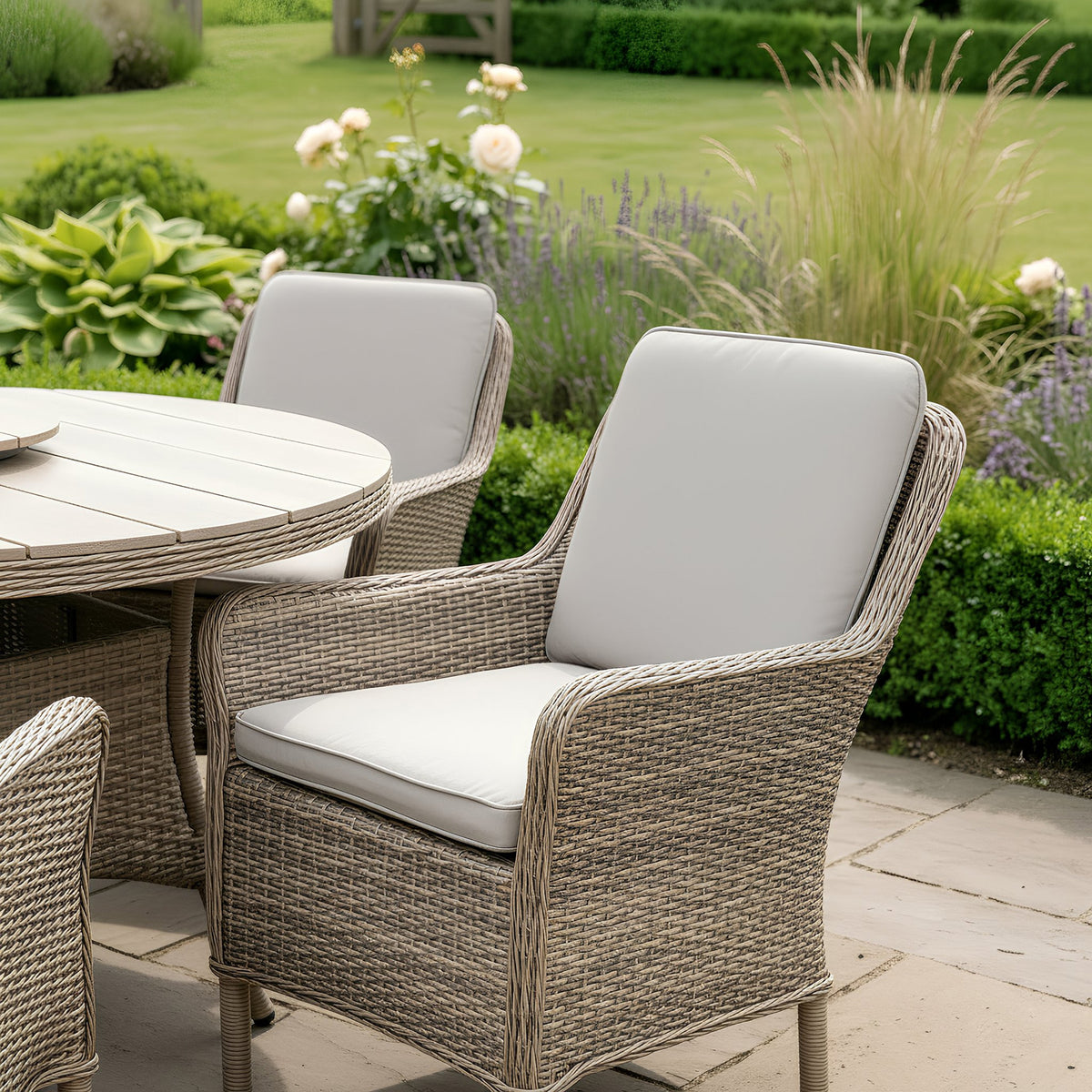 Bracken Outdoors Ashford Weave 6 Seat Round Dining Rattan Garden Furniture Set