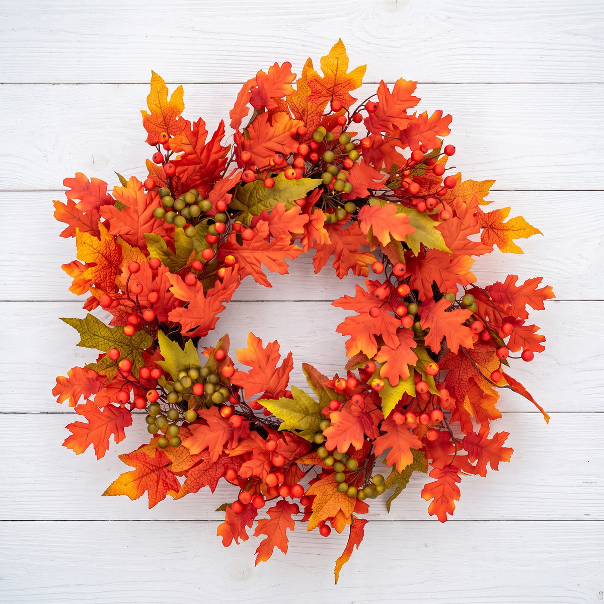 The Christmas Centre 26in Prelit Blaze Autumn Wreath with Warm White Battery Operated LED Lights
