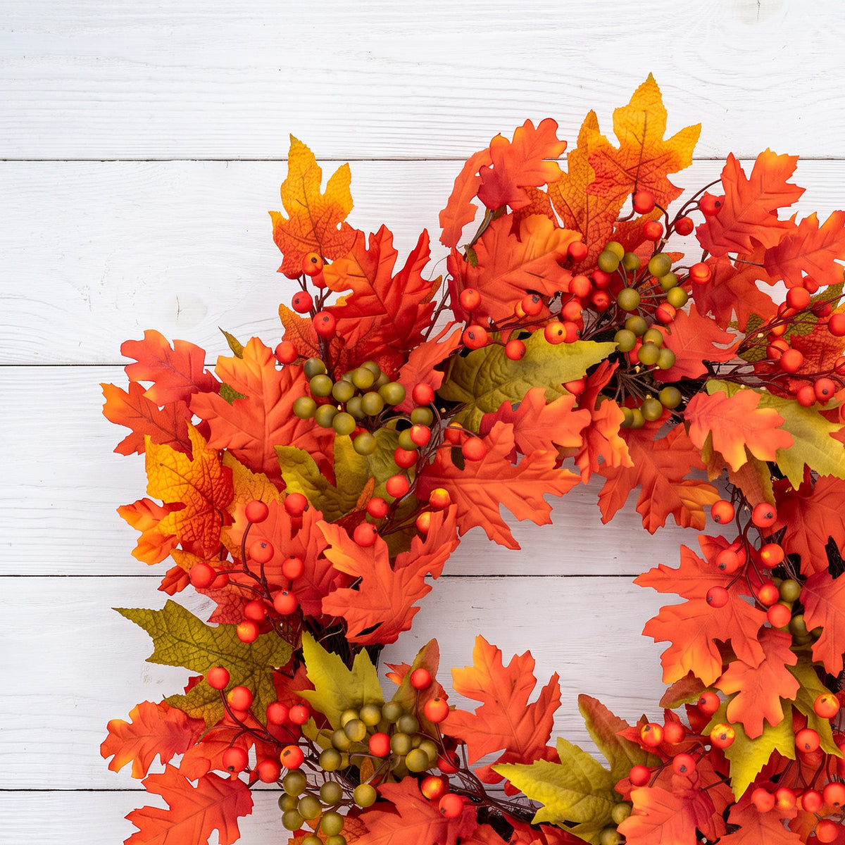 The Christmas Centre 26in Prelit Blaze Autumn Wreath with Warm White Battery Operated LED Lights