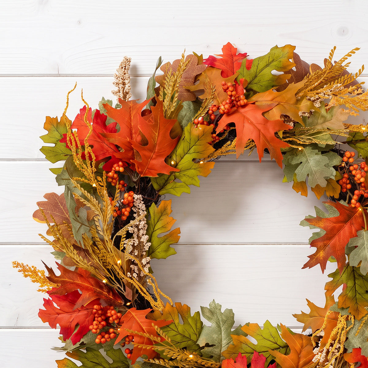 The Christmas Centre 26in Prelit Woodland Autumn Wreath with Warm White Battery Operated LED Lights