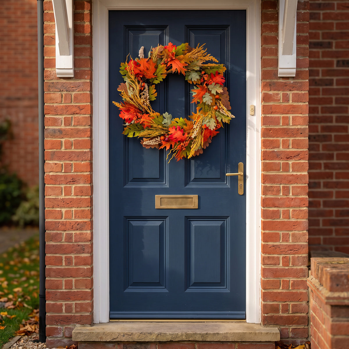 The Christmas Centre 26in Prelit Woodland Autumn Wreath with Warm White Battery Operated LED Lights