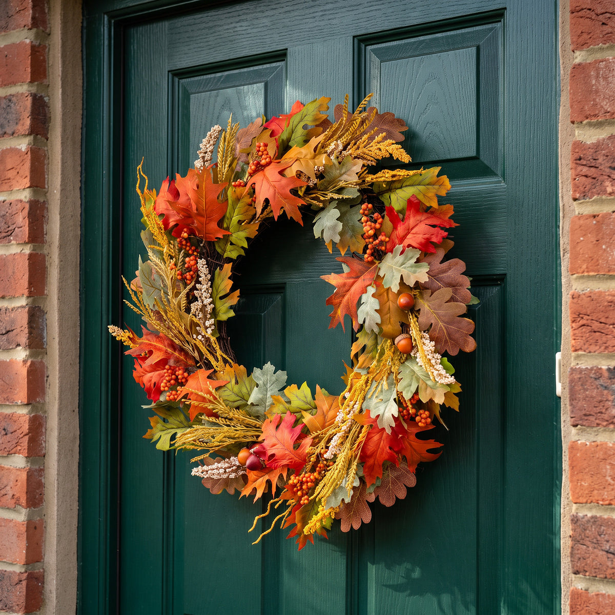 The Christmas Centre 26in Prelit Woodland Autumn Wreath with Warm White Battery Operated LED Lights