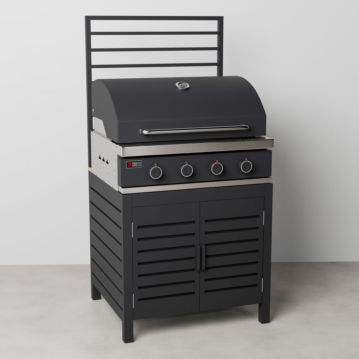 Draco Grills Scandic Modular 4 Burner Barbecue Cabinet with Double Cupboard & Sink Unit
