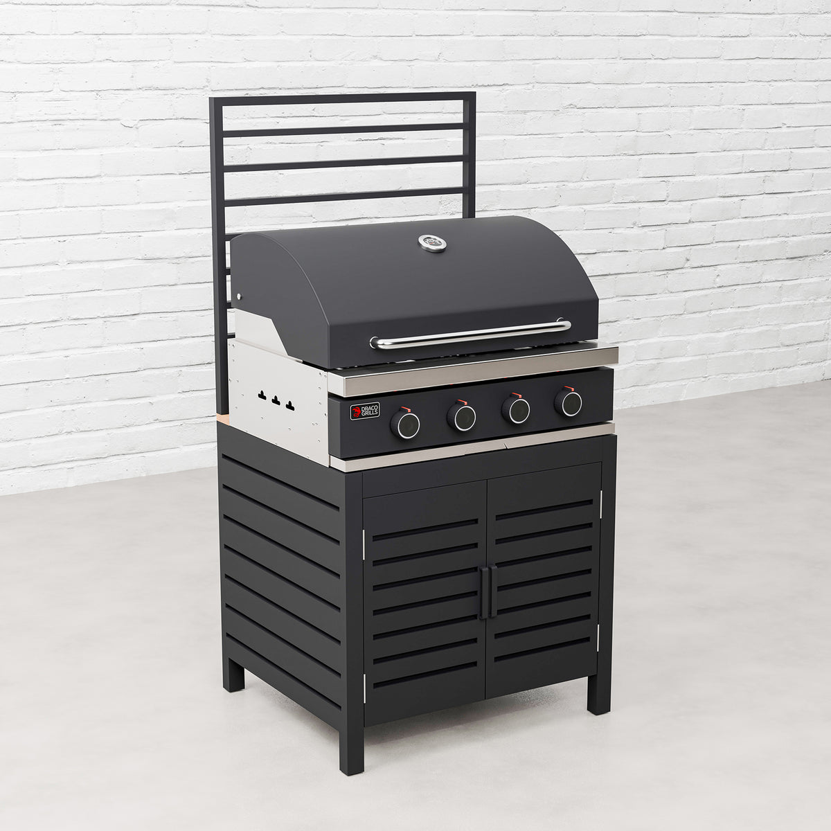 Draco Grills Scandic Modular 4 Burner Barbecue Cabinet with Double Cupboard & Sink Unit