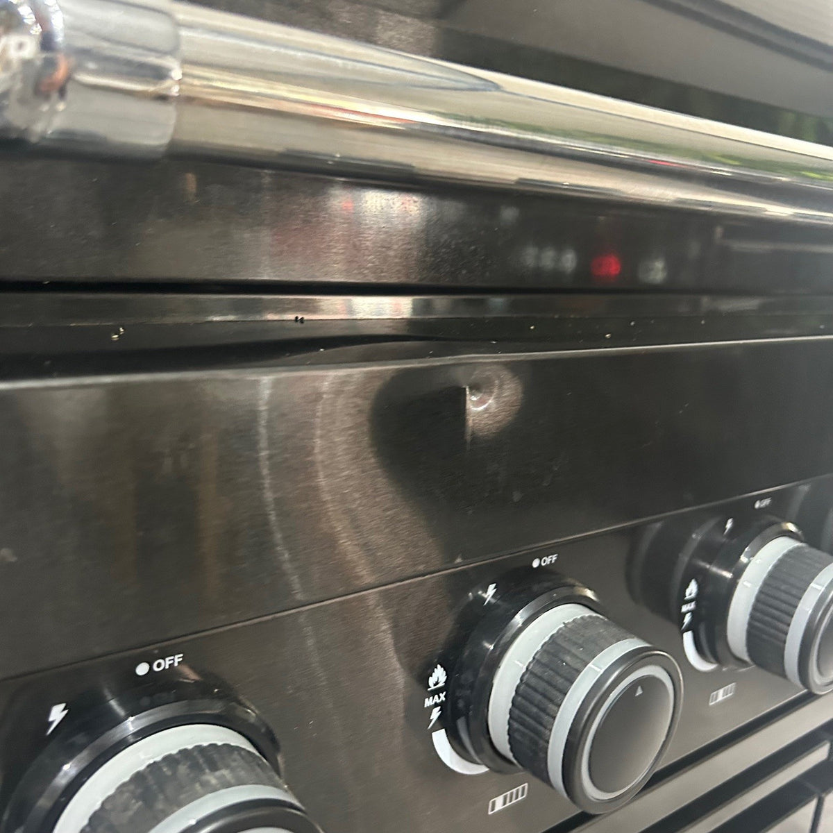 Ex Display Draco Grills 6 Burner Black Stainless Steel Outdoor Kitchen with Sear Station and Single Fridge Unit
