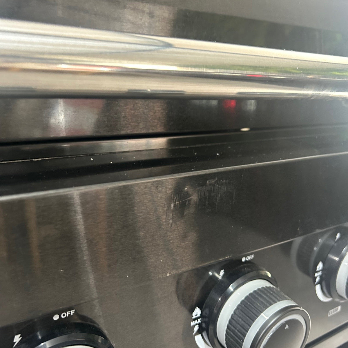 Ex Display Draco Grills 6 Burner Black Stainless Steel Outdoor Kitchen with Sear Station and Single Fridge Unit