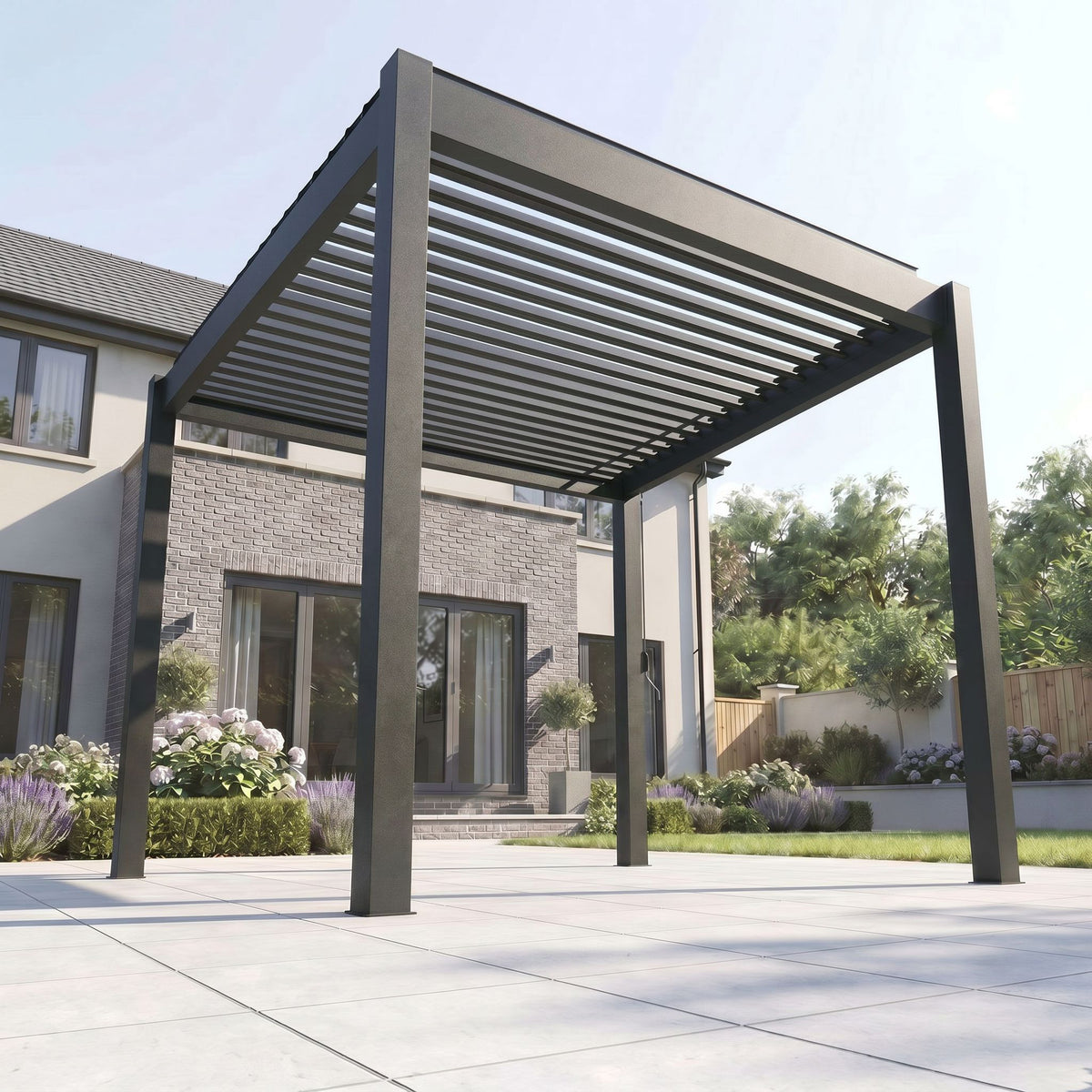Bracken Outdoors Gemini 3m x 3m Grey Square Aluminium Garden Pergola