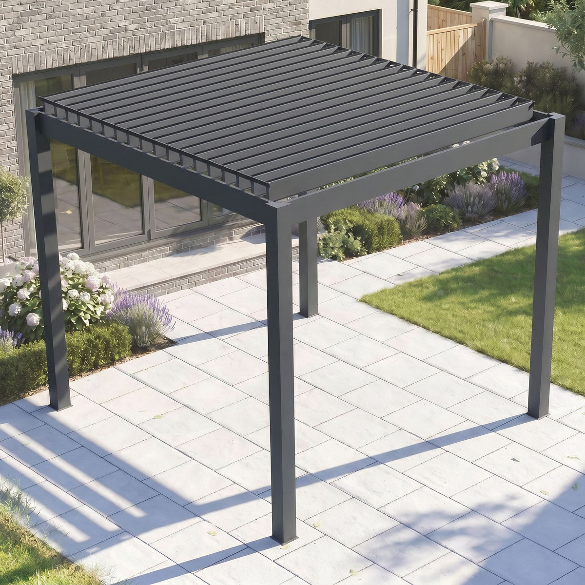 Bracken Outdoors Gemini 3m x 3m Grey Square Aluminium Garden Pergola
