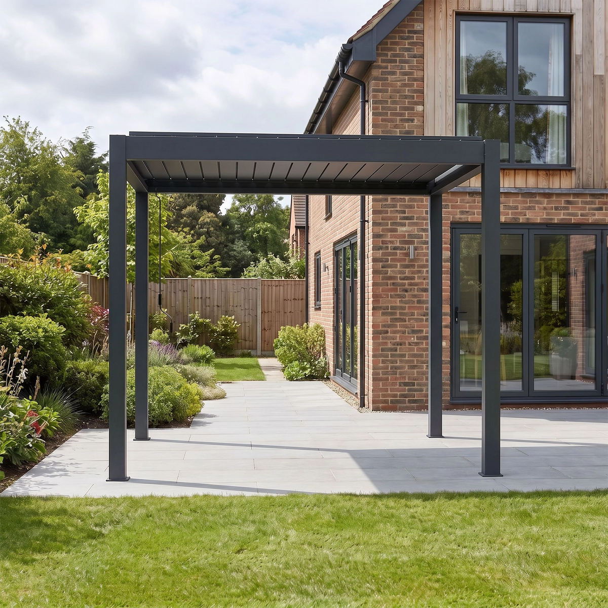 Bracken Outdoors Gemini 3m x 3m Grey Square Aluminium Garden Pergola