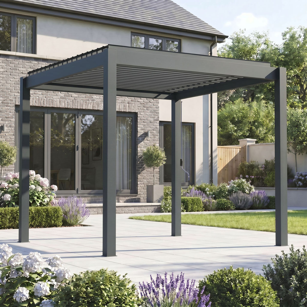 Bracken Outdoors Gemini 3m x 3m Grey Square Aluminium Garden Pergola