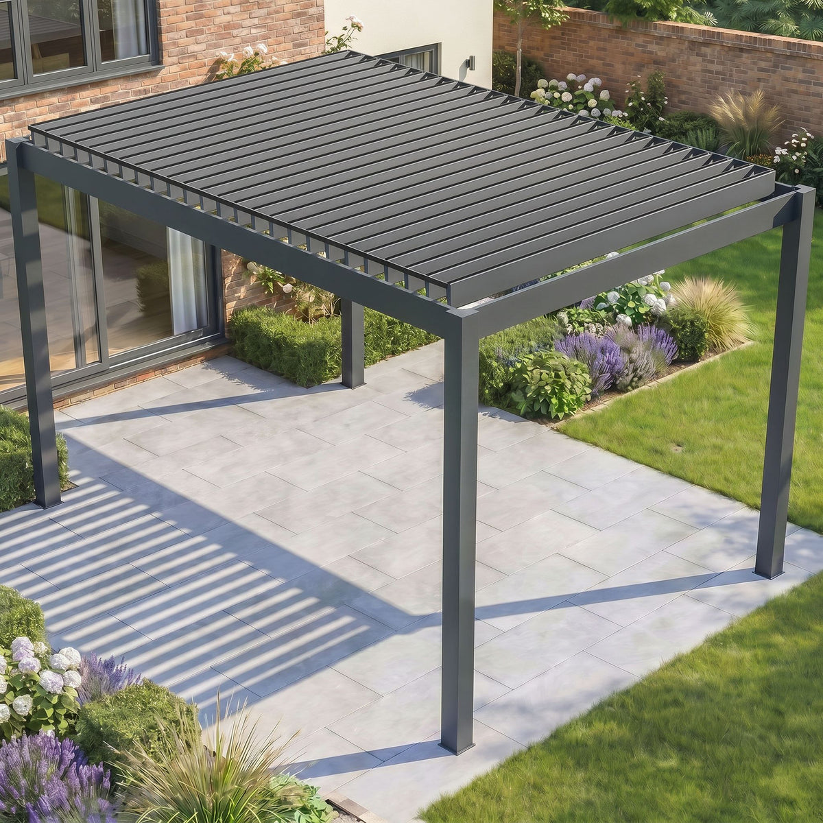 Bracken Outdoors Gemini 3m x 4m Anthracite Grey Rectangular Aluminium Garden Pergola